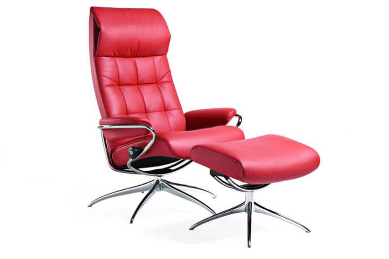 London Star Chair with Footstool Leather